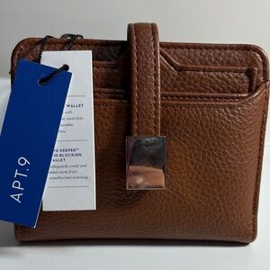 Womens Credit Card Holder Tab Indexer Cognac Brown Faux Leather Organizer